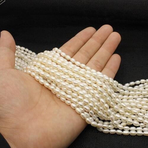 4.5mm Natural Freshwater Pearl Loose Beads White Pink Colors Rice Shape Light Meters Beads DIY Necklace Bracelet Accessories