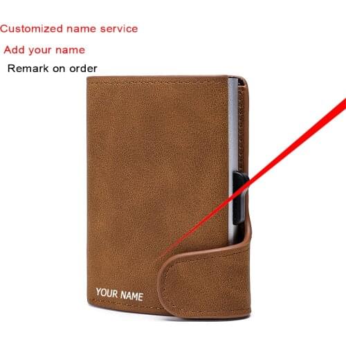 2021 Credit Card Holder RFID Aluminium Men Women Wallet Crazy Horse PU Leather Business Bank Cardholder Case