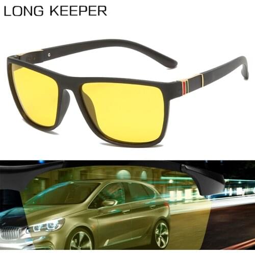 Polarized Night Vision Sunglasses Men Women Flexible Square TR90 Sun Glasses Yellow Lens Car Driving Safety Eyewear UV400