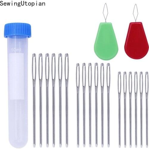 53/60/70mm Large Eye Embroidery Cross Stitch Needles Craft Tool Hand Sewing Needle with Threader DIY Tool Quilting Accessories