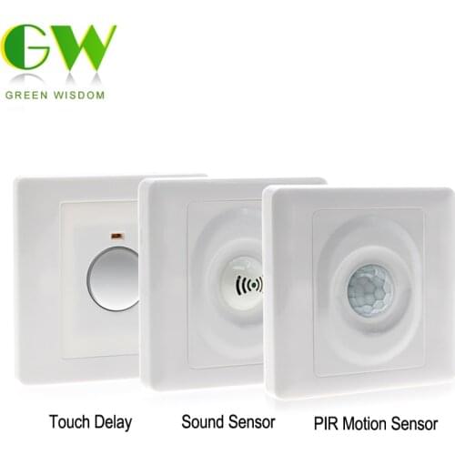 PIR Sensor Detector Smart Switch Light & Sound & Human Body Infrared Sensor Switch AC100-250V Home Lighting Switch Auto On / Off