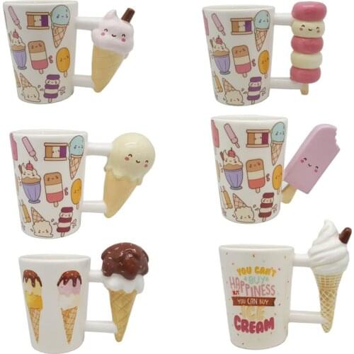 Coffee Mug Originality Cartoon Expression Package Ice Cream Popsicle Cup Lovely Ceramics Coffee Cup Milk Fruit Juice Teacup