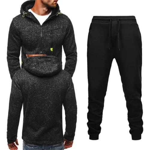 2 Pieces Sets Tracksuit Men Hooded Sweatshirt+Pants Pullover Zipper Hoodie Coat Sportwear Suit Casual Men Clothes Size S-4Xl