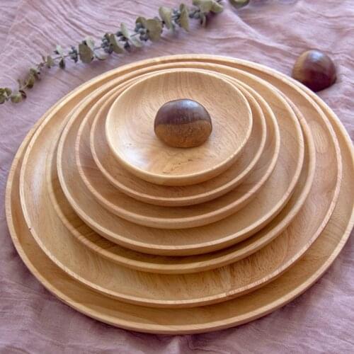 Snack Plate Round Wooden Cake Fruits Dish Room Dessert Service Tray Wood Sushi Board Party Tableware Eco-Friendly