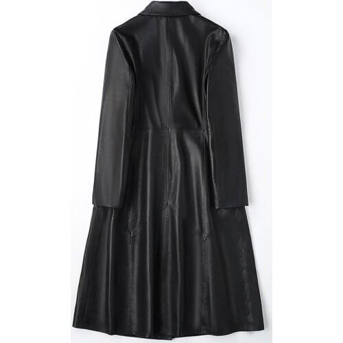 100% Real Sheepskin Leather Jacket Black Wind Coats Spring Autumn Jacket Jaqueta De Couro YFG17070A MF087