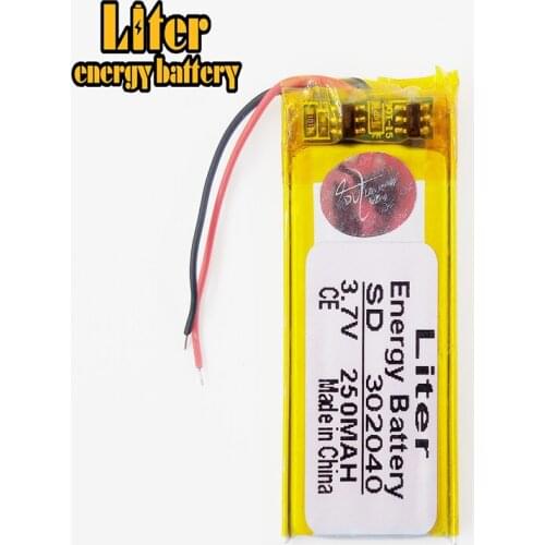 Li-po 3.7V 250mAh,302040 polymer lithium ion / Li-ion battery for SMART WATCH,GPS,mp3,mp4,cell phone,DVD,SPEAKER