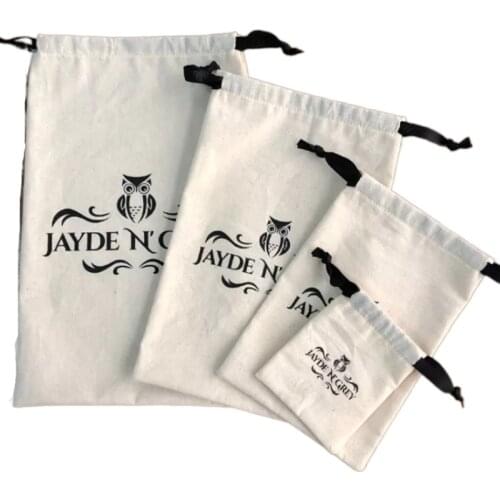 Jewelry Cotton Gift Bags 5x7cm 7x9cm 11x14cm 15x20cm Custom Logo Sack Hair Eyelash Makeup Drawstring Pouches