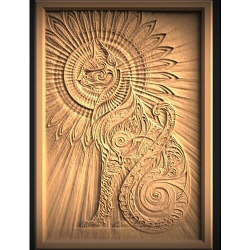 3d STL Model Cat for CNC Router 3D Printer Artcam Aspire Bas Relief_759