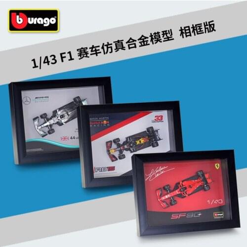 BBURAGO 1:43 F1 Formula Car 2019 SF90 RB15 W10 Simulation Alloy Model Car Set Photo Frame Office Decoration Limited Edition
