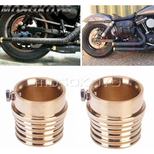 2PCS Motorcycle Exhaust Tip For Cafe Racer XS650 2.5" & 2.25" Muffler Pipe Solid Brass Old School Exhaust End Tip Cap Universal