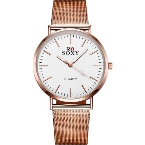 2020 New Hot Sell Brand SOXY Rose Gold Wrist Watch Fashion Designer Ladies Watch Simple Style Women Quartz Watches Horloge Dames