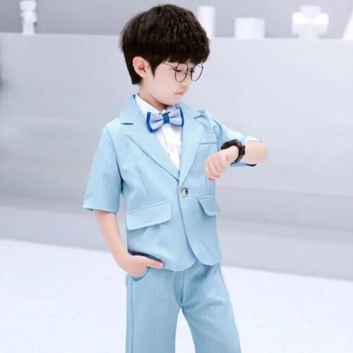 New Summer Toddler Boys Clothes Turn-down Collor Formal Short Sleeve+Pant 2Pcs Outfit Suit For Age 4-13 Year Boys Clothing Sets