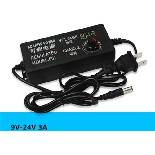 NEW 50 PCS Universal power adapter Adjustable Fan motor Regulated supply adatpor Display power AC 100V-240V to DC 9V-24V 3A 72W