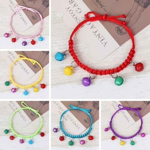 Pet Dog Braid Collar With Bells Adjustable Strap Puppy Collars For Cats Dogs Hand-woven Bell Collar Pet Accessories PI669