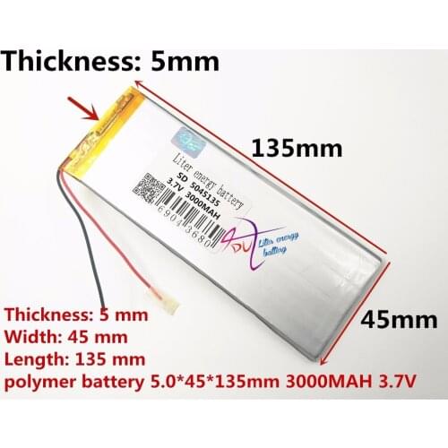 Best battery brand 3.7V polymer lithium battery 5045135 0545135 3000mah MP5 7 inch flat built-in battery