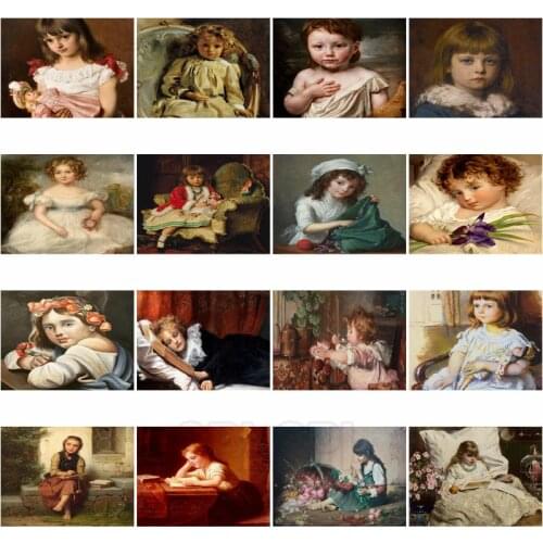 Girl Portrait 5D Diamond Painting Western Aristocratic Blond Curly Hair Cute Little Girl Home Decoration Bedroom Picture