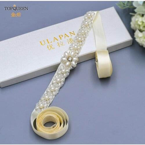 TOPQUEEN S155 Wedding Dress Belt Pearl Bridal Dress Evening Party Dresses Girdles Wedding Accessoire Belt for Women Wedding Belt