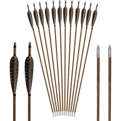 Natural Wood Arrow Feather Hunting Arrow 6/12/24 Outdoor Bow And Arrow Archery Recurve Composite Bow Archery Accessories