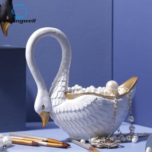 Strongwell Nordic Swan Sculpture Sundries Storage Multifunction Candy Holder Jewelry Tray Fruit Dish Flower Pot Home Decoration