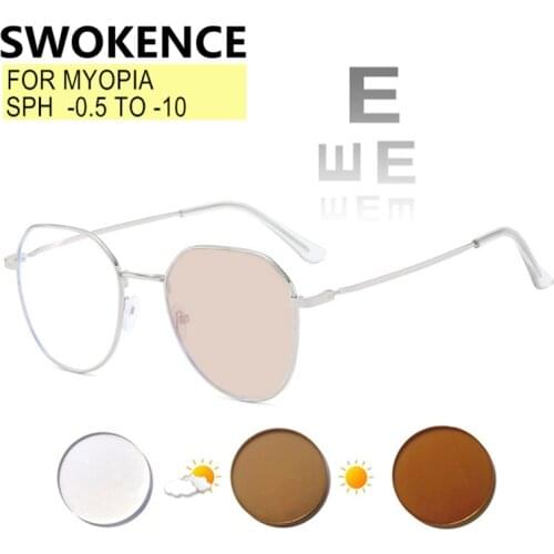 SWOKENCE Myopia Glasses Prescription -0.5 to -10 Women Men Nearsighted Photochromic Blue Light Blocking RI 1.56 1.61 1.67 F153
