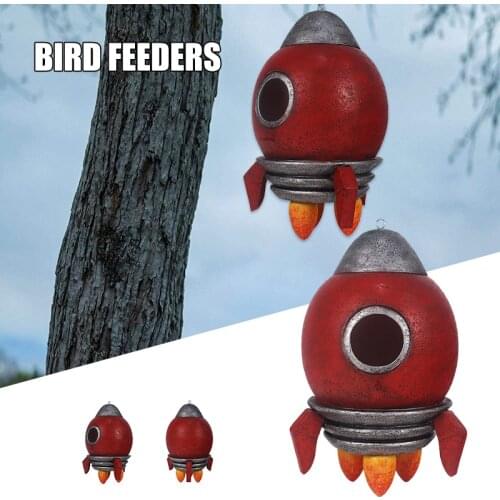 Rocket Hand-Painted Bird House Outdoor Bird Hut Waterproof Birdhouses for Outdoors Hanging Garden Birdhouse JDH88