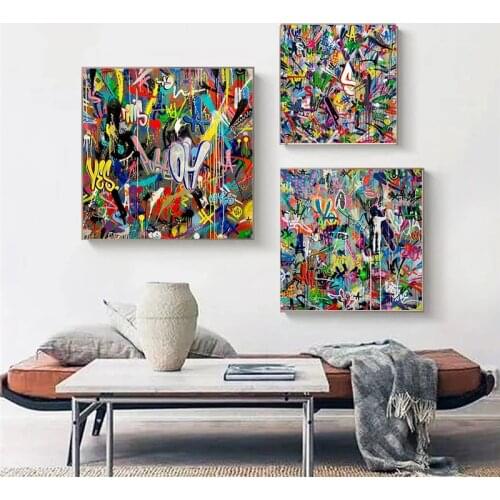 Street Graffiti Art Abstract Colorful Canvas Painting Pop Art Posters Prints Wall Art Picture for Living Room Decoration Cuadros