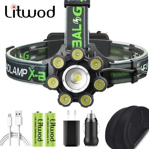 Bluetooth Speaker Led Headlamp XM-L T6 Headlight 8000 Lumen Zoom USB Reachargeable 18650 Battery Head Flashlight Lamp Smart