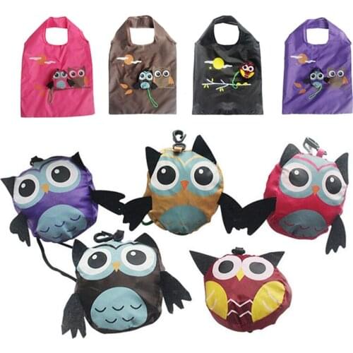 Cute Owl Shape Eco Friendly Folding Shopping Bag Reusable Tote Bag Waterproof Foldable Portable Household Tote Organizator
