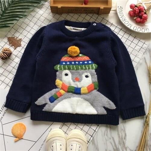 Tonytaobaby New Winter Style Baby Boy and Girl Cute Plush Penguin Knitted Cotton Sweater