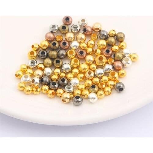 High Quality100-500 pcs 2.4-6mm Metal Round Spacer Beads Ball Beads Iron Spacer Loose Beads For DIY Jewelry Handmade