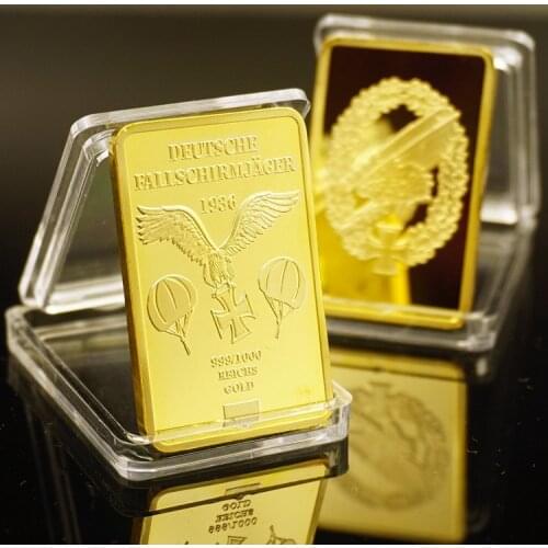 Top Quality 999 Real Gold Plated Bar Deutsche Bullion Bar German Coin Iron Ingot Bar OZ Eagle Cross Collectable