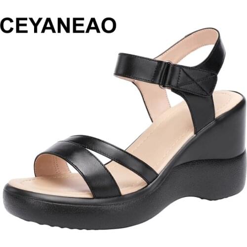 CEYANEAOHigh Heel Wedges Heel Sandals Women Soft Sole 2021 Summer New Platform Large Size 40 41 42 43 Womens Sandals Wedge Shoes