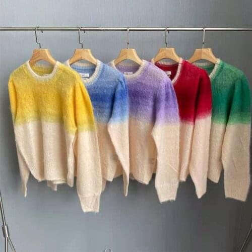 Women Sweater 2021 Early Autumn New Style Fashion Gradient Color Soft and Light Mohair Pullover Sweater Women