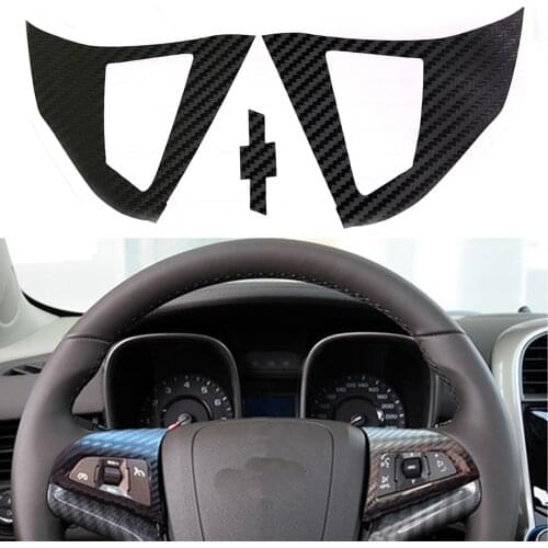2x Carbon Fiber Car Styling Steering Wheel Buttons Protection Cover Trim Sticker Fit For Chevrolet Holden Malibu 2012 2013 2014