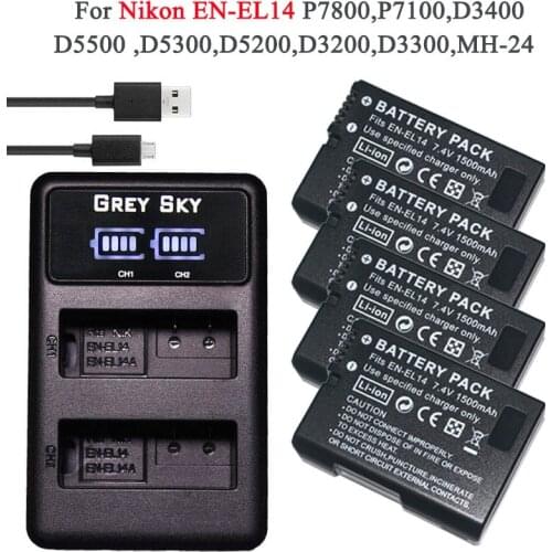 4x 1500mAh EL 14 ENEL 14 EN-EL14A EN-EL14 EN EL14 EL14A EL14+ Battery pack For Nikon D5200 D3100 D3200 D5100 P7000 P7100