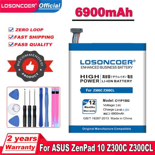 LOSONCOER 6600mAh C11P1502 Battery For ASUS ZenPad 10 Z300C Z300CL Z300CG Z300M P023 P01T 10.1 Batteries+Tracking Number