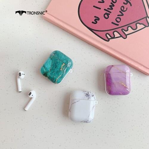 Marble Texture Case for Apple Airpods 1 2 Case Soft Cover Silicone Headphone Green White Box for Airpod Bluetooth Earphone Cases