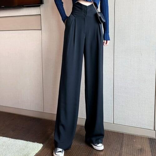 Large Size 4XL Black Suit Pants Womens Spring And Summer 2021 New Womens Pants High Waist Thin Wide-leg Pants Mopping Trousers
