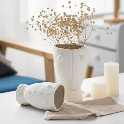 Human Face art plant pot flower Vase home Decoration Figure Sculpture Crafts Storage Container Flowers Arrangement jarrones