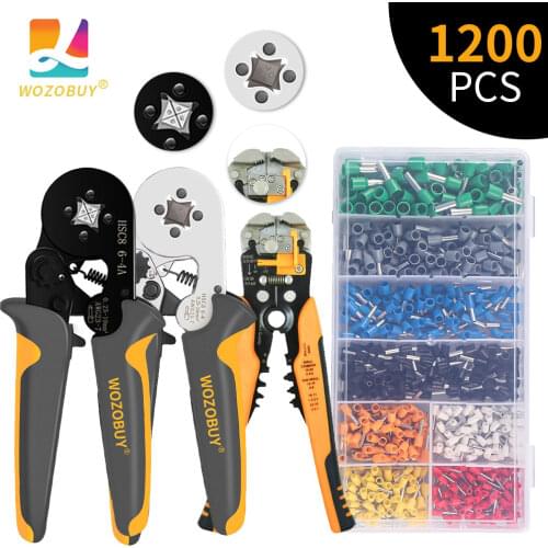 HSC8 6- 4 Crimping Pliers,Multifunctional Wire Stripper Crimping Tool Kit,Self-Adjusting Cutter Crimper,With Wire Terminals
