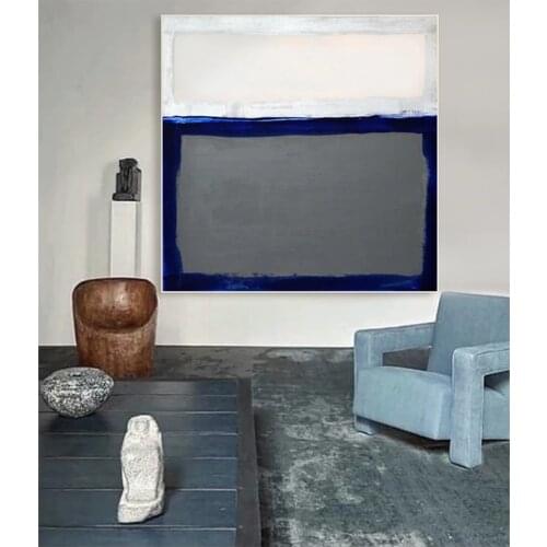 100% Handmade Canvas Painting Large Wall Art Nordic Blue and White Painting Wall Pictures For Living Room Decoration