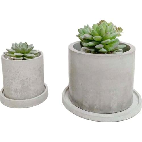 Round Pillar Concrete Pot Molds Silicone Planter Molds Flower Pot Molds Garden Pot Molds with Tray 13cm large round pot mold