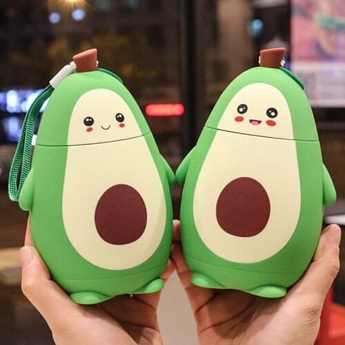 Cute Cartoon Avocado Glass with Lid Portable Heat-Resistant Student Water Cup for Home Camping Traveling TS1
