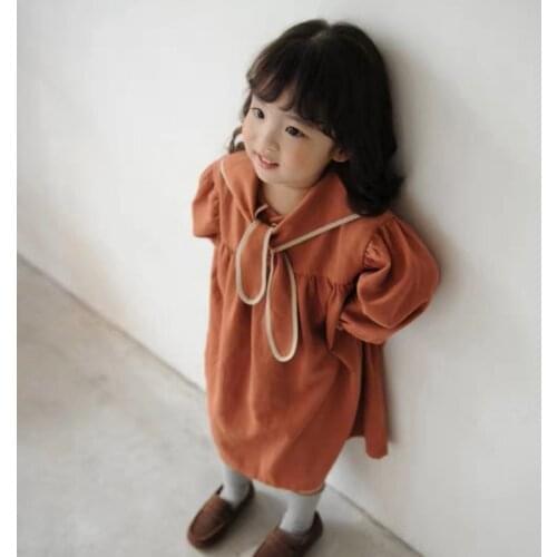Fashion Long Dress Newborn Spring Girl Dress Cotton Korean Boutique Outfits Cute Flower Girl Dress Autumn Robe Children BW50DR