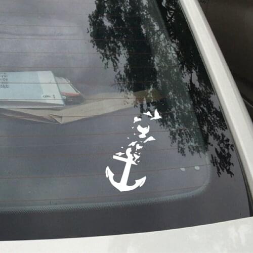 Nautical Anchor With Flying Birds Car Decals - Creative Arts Vinyl Car Sticker For Car Window Decoration