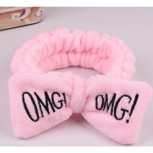 2020 New Letter OMG Coral Fleece Soft Bow Headbands Wash Face Headband Women Girls Holder Turban Hairbands Hair Accessories