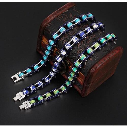 New jewelry wholesale Korean jewelry cycling chain fashion cool mens bracelet multi-color optional
