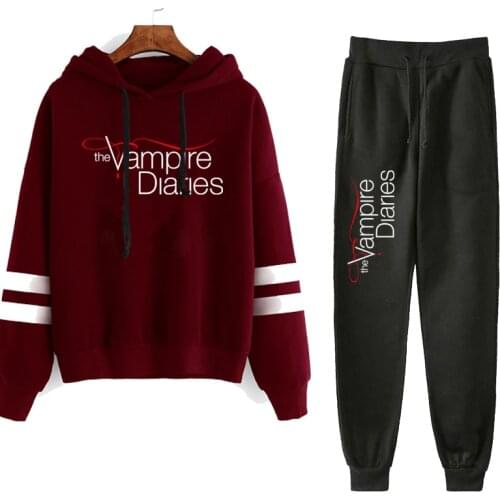 New The Vampire Diaries Tracksuit Suit Men Women Clothes Two Pieces Sets Hoodies Sweatshirt and Sweatpants and Hoodie Set