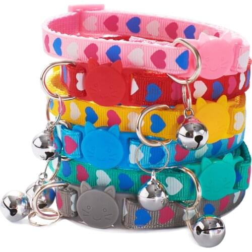 Pet Necklace Kitten Collar Dog Cute Cats Small Dog Necklace Adjustable Collars With Bell Pet Cat Leads Accessories Safe Buckles