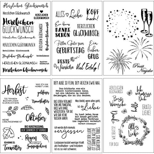 German Language Series Transparent Clear Stamps Rubber Silicone Seal for DIY Scrapbooking Card Making Album Decoroation Crafts